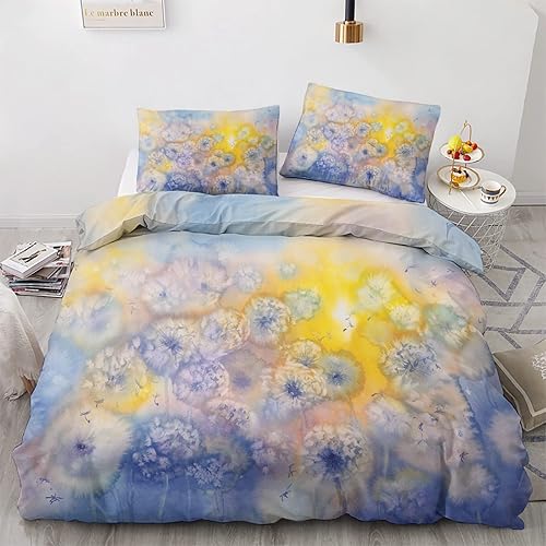 YIKODA Juego de funda de edredón tamaño matrimonial botánico Funda de edredón suave similar al algodón, tamaño matrimonial, 3 piezas con cremallera