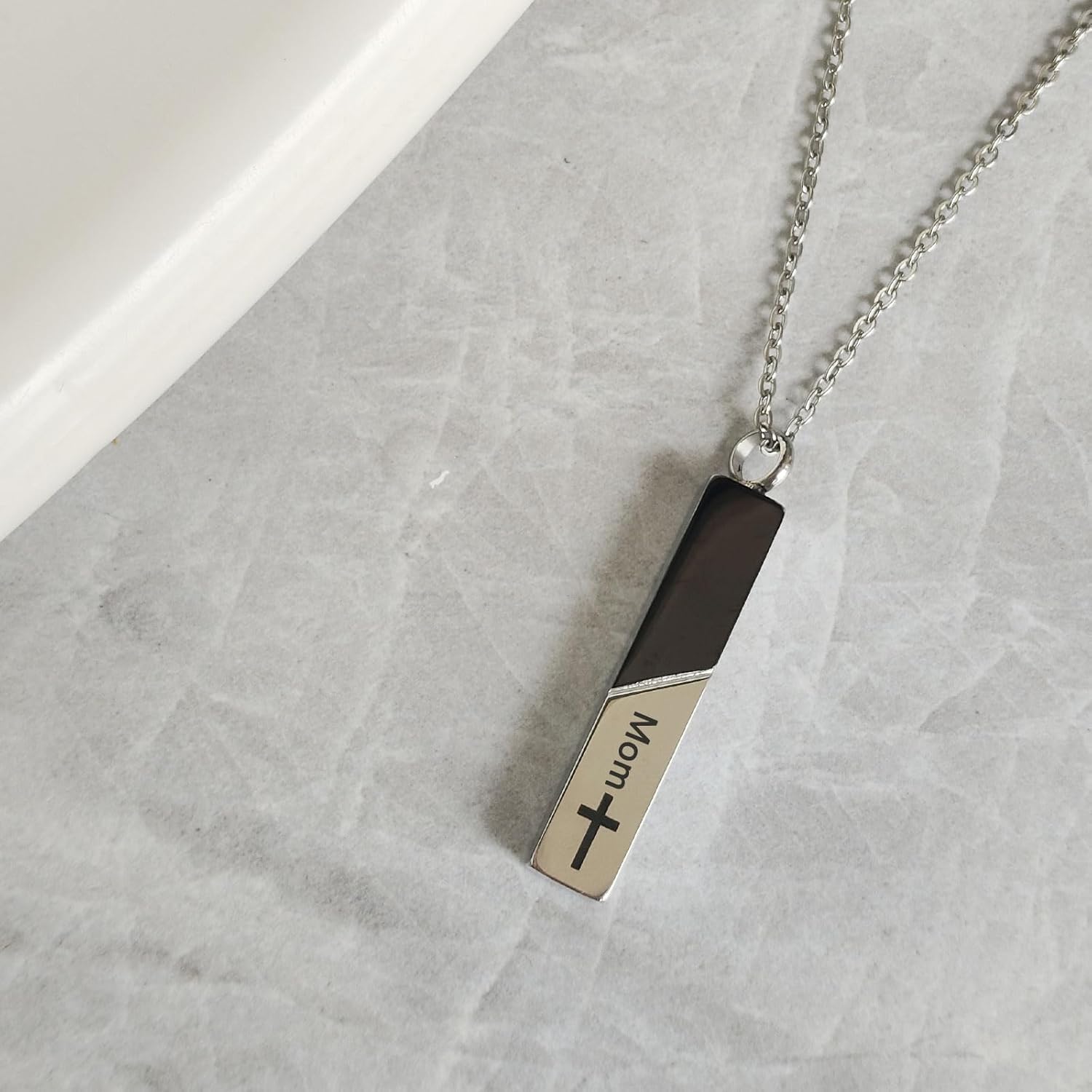 Bar Urn Necklaces for Ashes for Men Women Cremation Urn Jewelry Cross Cube Ash Necklace Memorial Keepsake Pendant Human Ashes Holder - Image 3