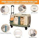 Grand Cat Carrier avec roues pour 2 Cat, Double Rolling Pets Carrier sur Roue, pliable Soft-Sided Carriers avec poignée télescopique, bandoulière pour petits chiens Sac de voyage pour camping de randonnée en plein air
