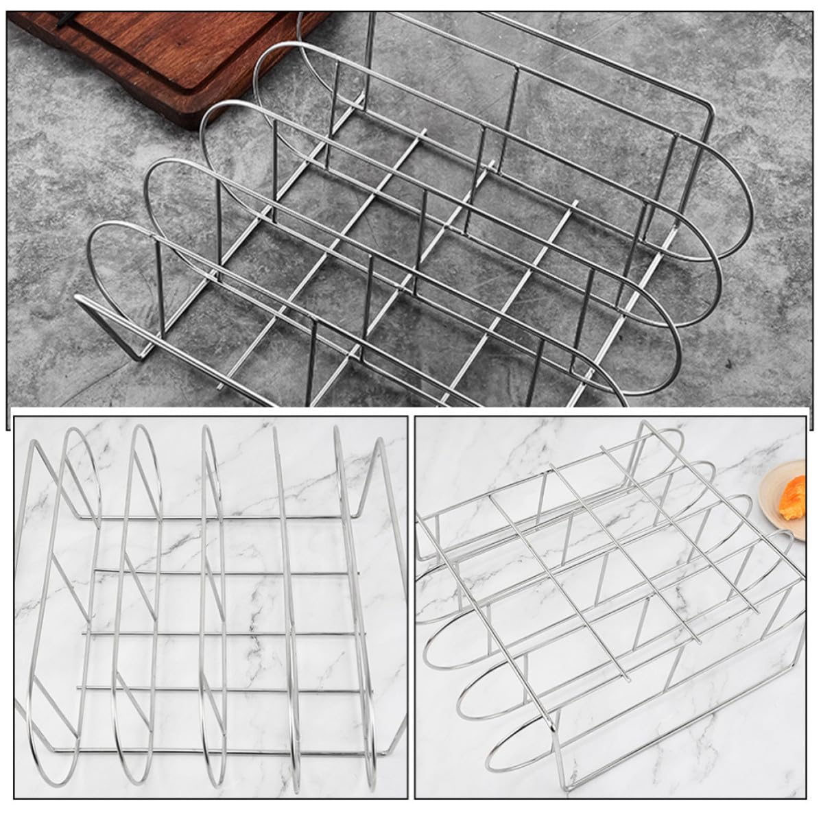 LALAFINA Steak Barbecue Stand in Acciaio Inossidabile, Rib Smoking Rack per Costine e Prosciutti, Barbecue Stand per Uso Domestico e Picnic