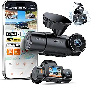 Vantrue N4S 3 Channel Front Inside Rear Dash Cam, 2.7K+1440P+1440P WiFi Dash Camera w/PlatePix™, STARVIS 2 x HDR x IR Night Vision, Voice Control, GPS, 24/7 Parking Mode, LTE Support, Support 1TB Max