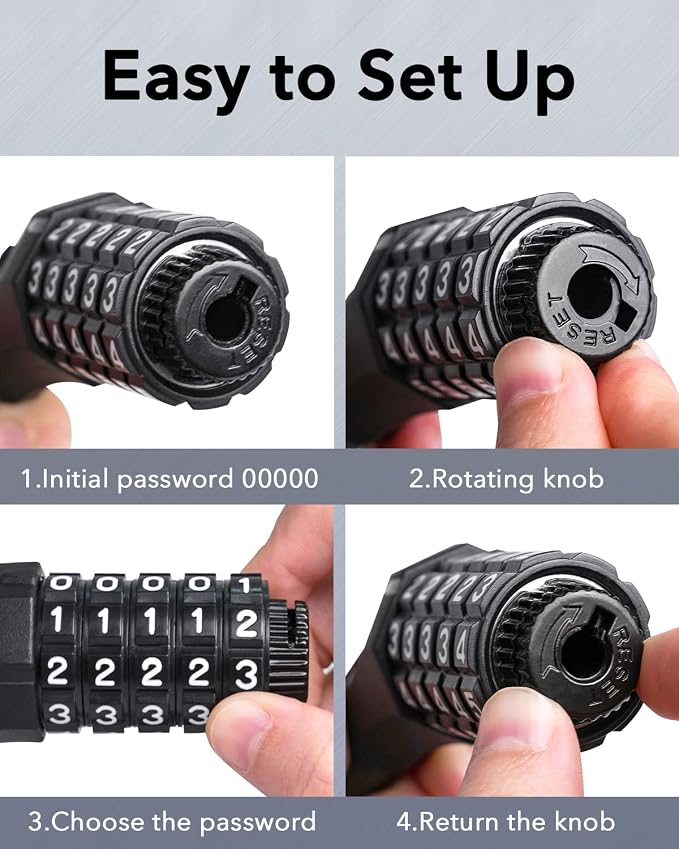 Candado combinado para bicicleta Everyfun con cable de acero 15mm miniatura 6