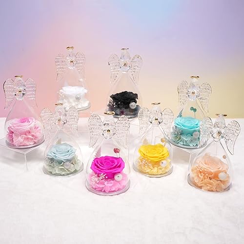 Miniatura 9 de Miofula Regalos de rosas preservadas para mujeres, figuras de ángel para siempre, regalos de cumpleaños de rosas reales para mamá, abuela, esposa,