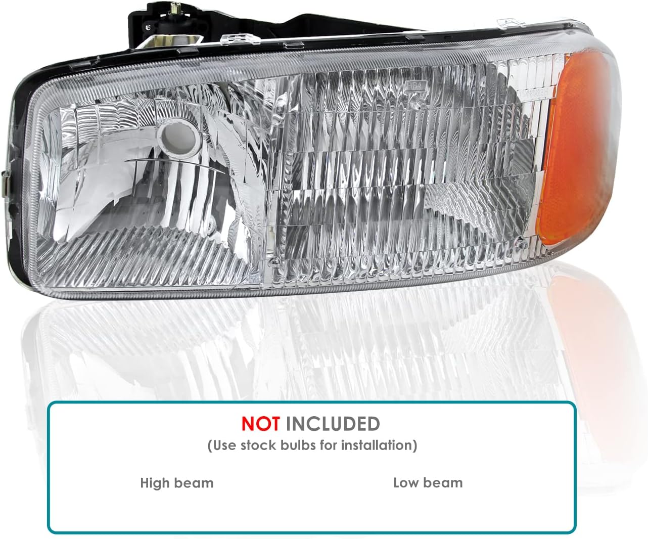 SPEC-D TUNING Chrome Driver Left Side Headlight Compatible with 1999-2006 GMC Sierra 1500/2500/3500, Head Light Lamp Assembly