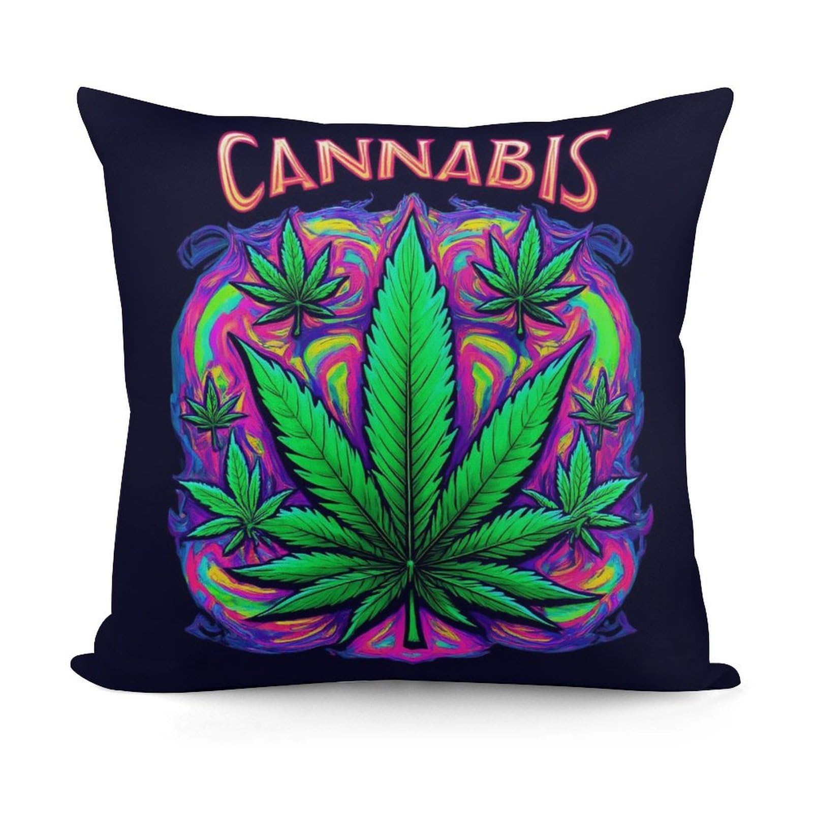 Smazdfxx Picture(648) Soft Cozy Colorful Weed Leaf Pillowcase Luxury Decorative Pillows Square Shaggy Cushion Covers For Sofa, Living Room