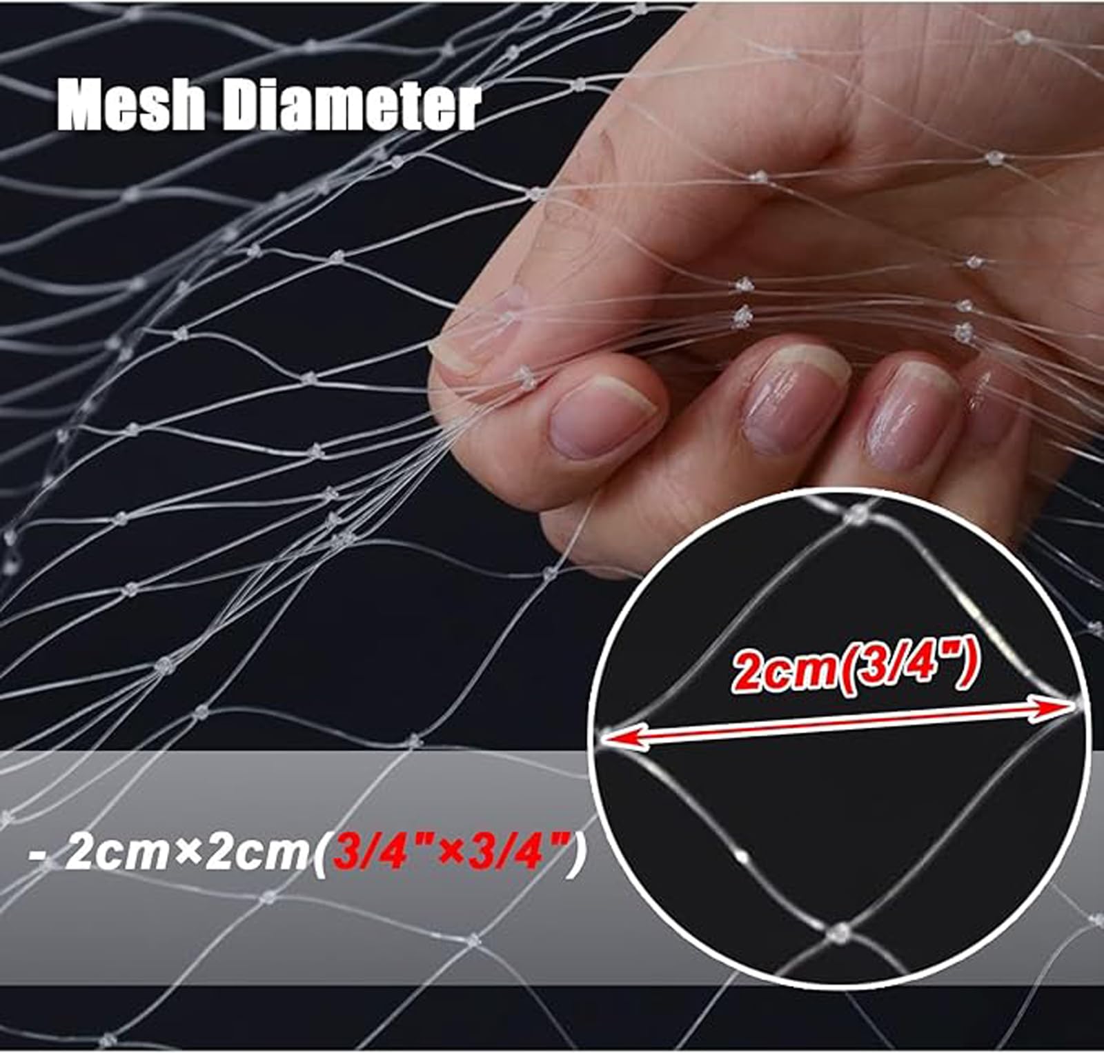 Ge, kit di rete anti uccelli, 3 x 20 m / 10x66ft, resistente rete in nylon C per balcone e giardino, tagliabile, per alberi da frutto e recinzioni per animali domestici, rete a traliccio per