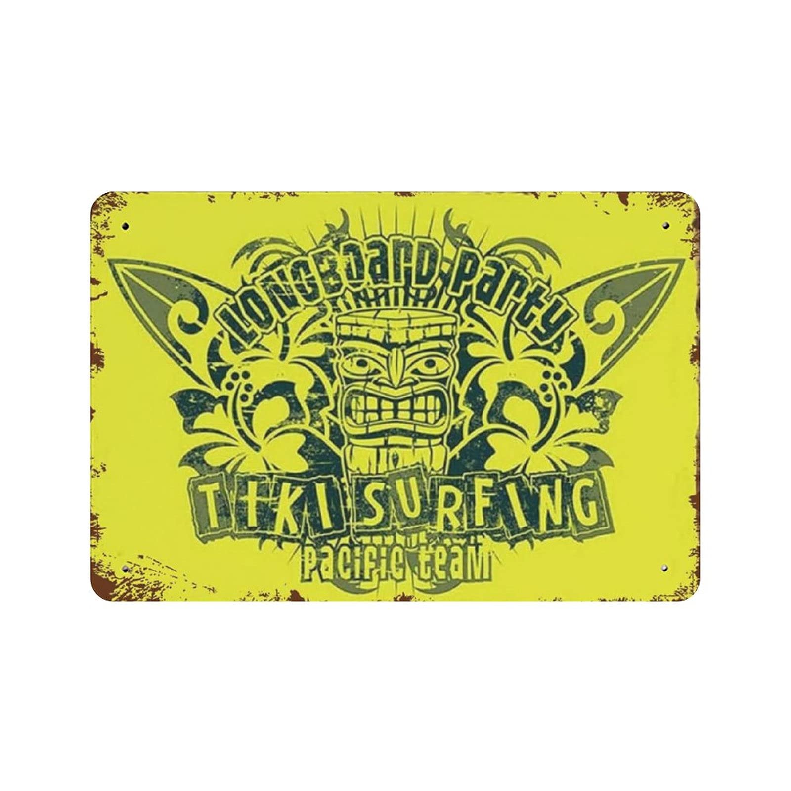 rayprint Tiki Surfing Party Poster Resort Bar Tin Sign Metal Plaque Art Hanging Iron Painting Retro Home Kitchen Garden Garage Wall Decor 8"x12"