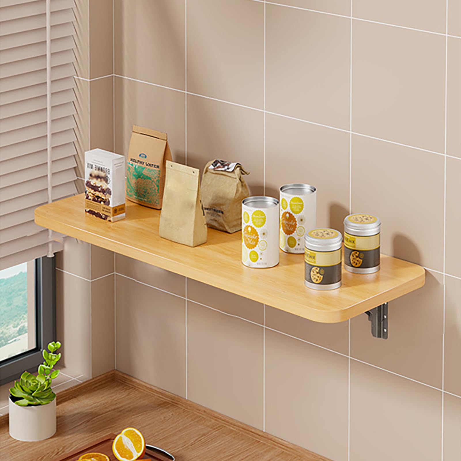 WQPMNYG Space-Saving Wall-Mounted Folding Table, 120x40cm (47.2x15.7in) for Small Rooms, Home, Office, Laundry, Kitchen - Stylish Wood Finish, Compact Design