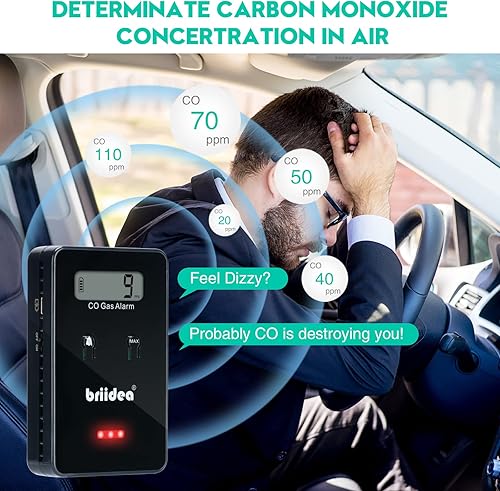 Miniatura 2 de briidea - Detector de monóxido de carbono para automóvil, detector de CO rápido de bajo nivel de 9 ppm, ampliamente utilizado en vehículos, aviones,