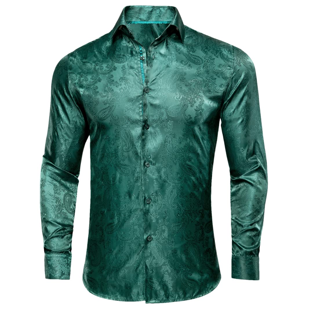 Niiyyjj Męskie jedwabne koszule z długim rękawem męskie slim fit paisley satynowa sukienka koszule koszula męska smoking koszula, Cy-1032, XXL