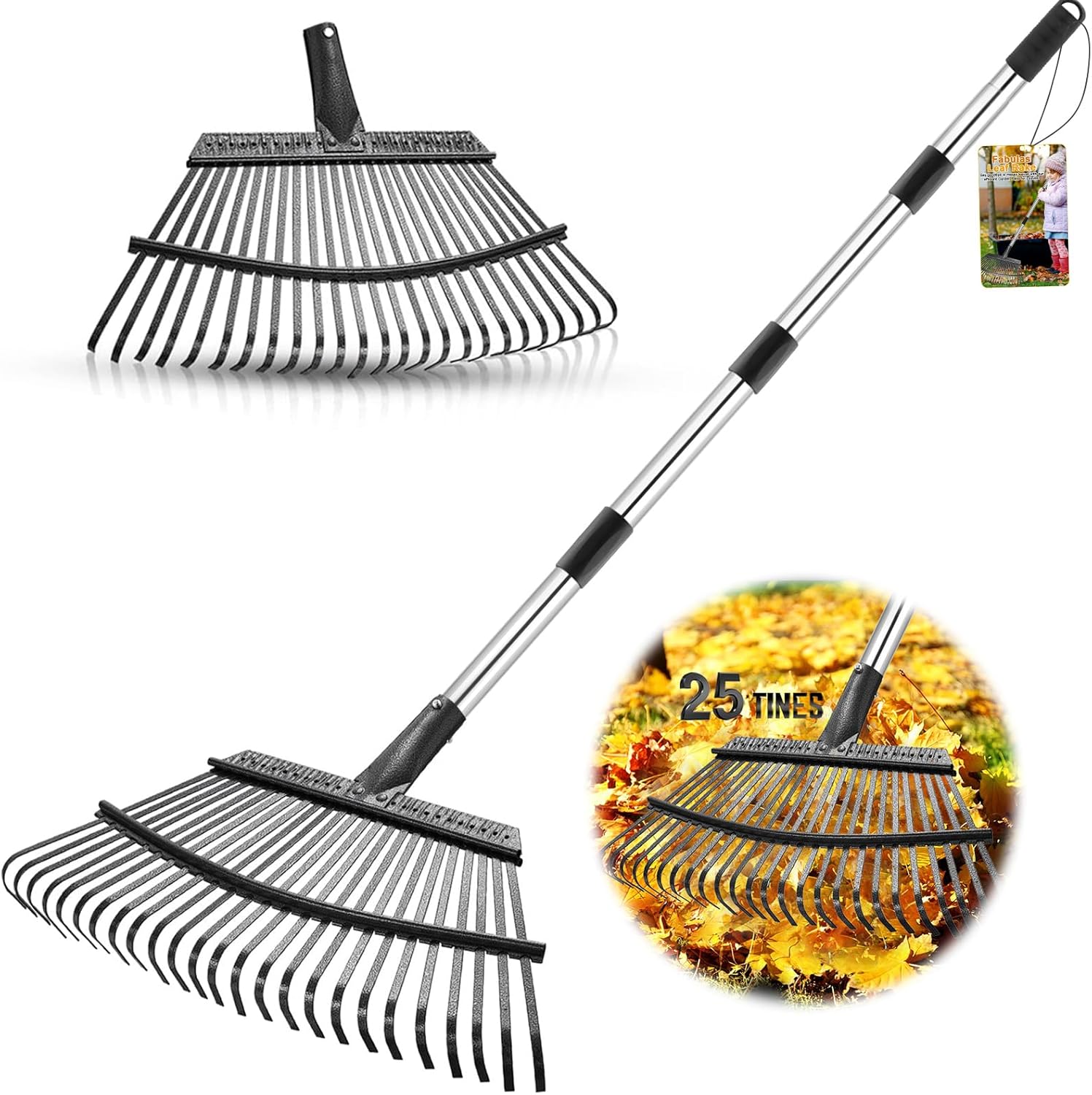 Amazon.com : Fabulas Rake for Leaves, 65 Inch Adjustable Long Handle ...