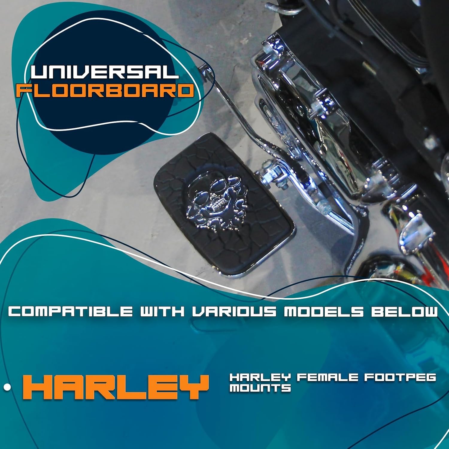 Rear Passenger Footpeg Passenger Peg Floorboard Footboard for Harley (Fit for Harley female footpeg mounts, Eagle-Black)