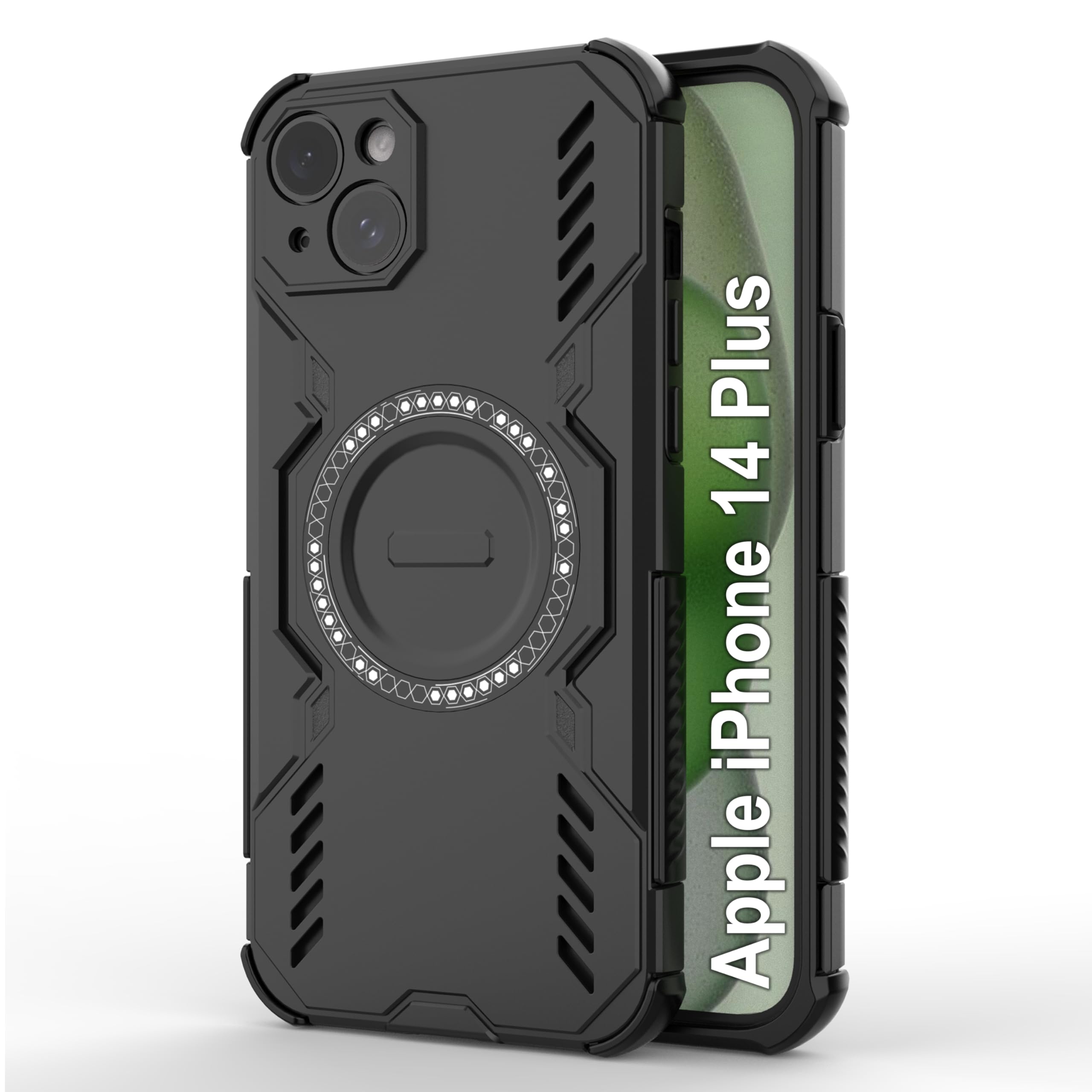 amazon basics Back Case Cover for iPhone 16 Plus | Magnetic Case with Built-in Metal Ring | Supports Mag-Safe Charger, W