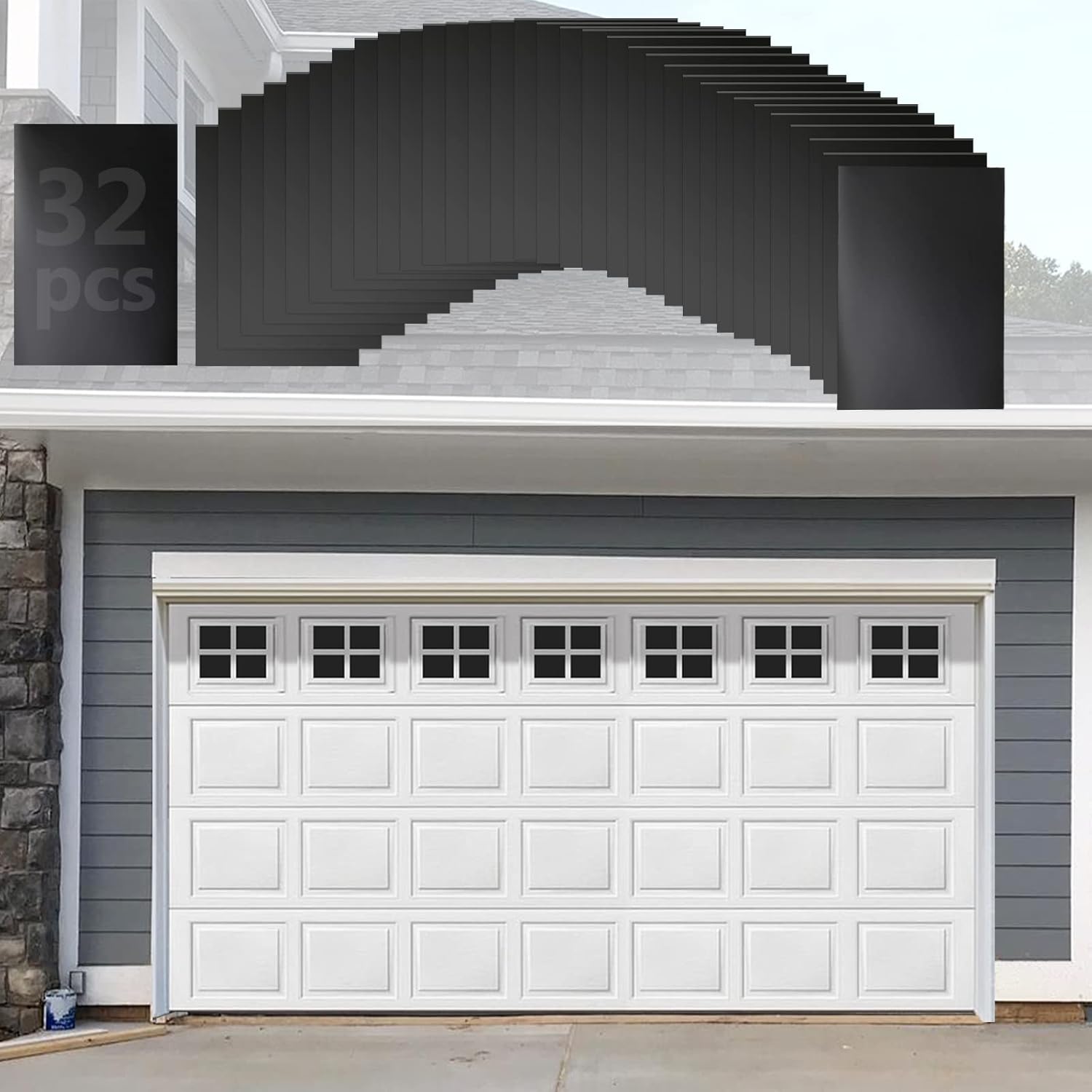 16 Panels 6 X 4 Magnetic Garage Door Windows Faux Windows Hardware Kit Garage Door Decorative Hardware For Metal Garage Door Garden Barn Door Black