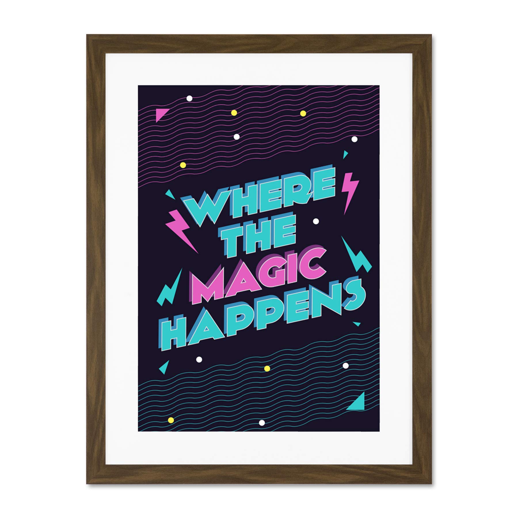Wee Blue Coo Disco Kitchen Magic Happens Large Framed Art Print Wall Poster 18x24 inch