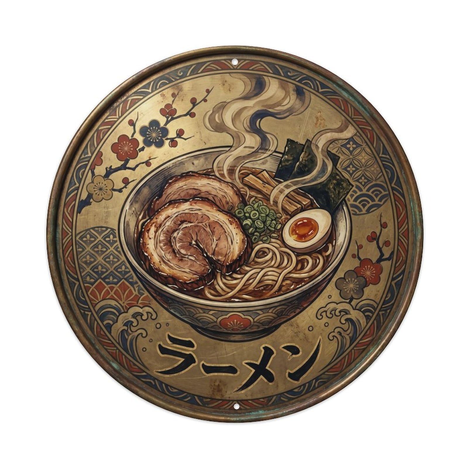 Cxhjca 8X8inch(20X20cm) Japanese Ramen Noodle Bowl Vintage Noodles Food Soup Metal Tin Sign