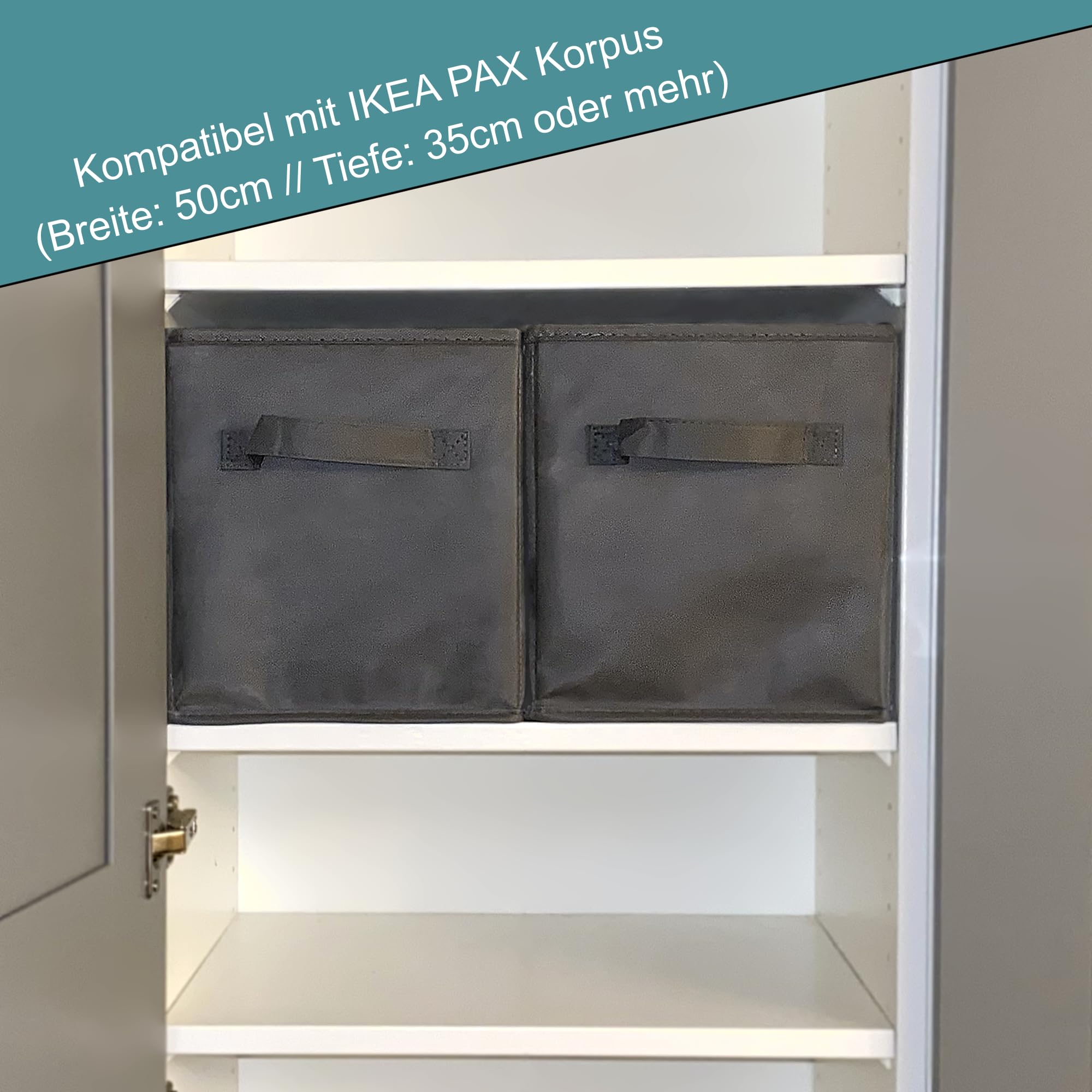 HAPPYNEST Aufbewahrungsbox 3er Set – Passgenau für IKEA PAX - Stabiler Organizer aus Vlies - Schrank Ordnungssystem mit Griffen