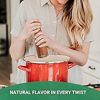 Vista 5 de Juego de molinillo de sal y pimienta de madera de acacia, molinillo de pimienta manual de 8 pulgadas con grosor ajustable, juego de 2 saleros