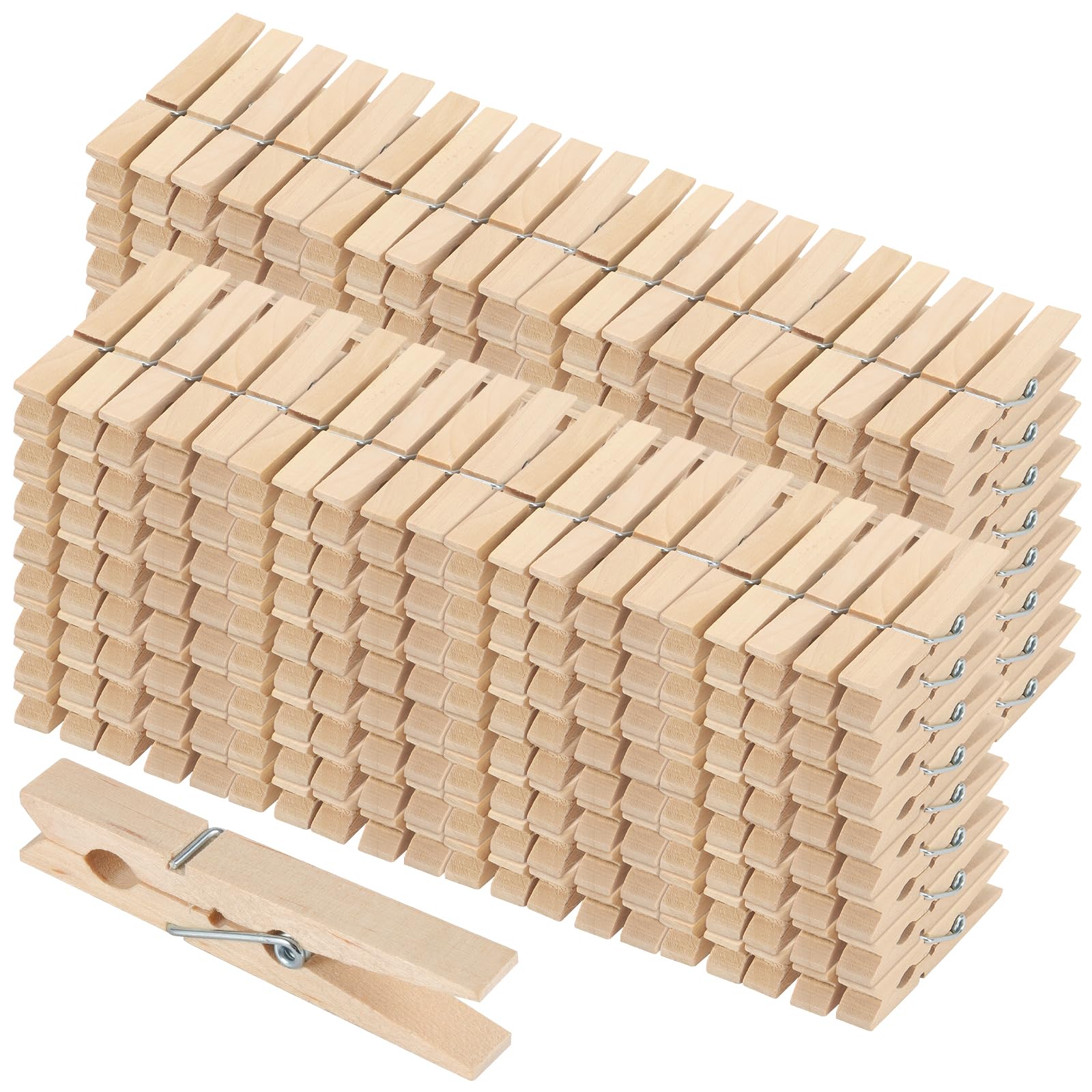400 Stück 7,1 cm natürliche Holz-Wäscheklammern, verbesserte Holz-Wäscheklammern mit Feder für Handwerk, Fotos, Kleidung, Handtücher, Dekoration, Kunstwand