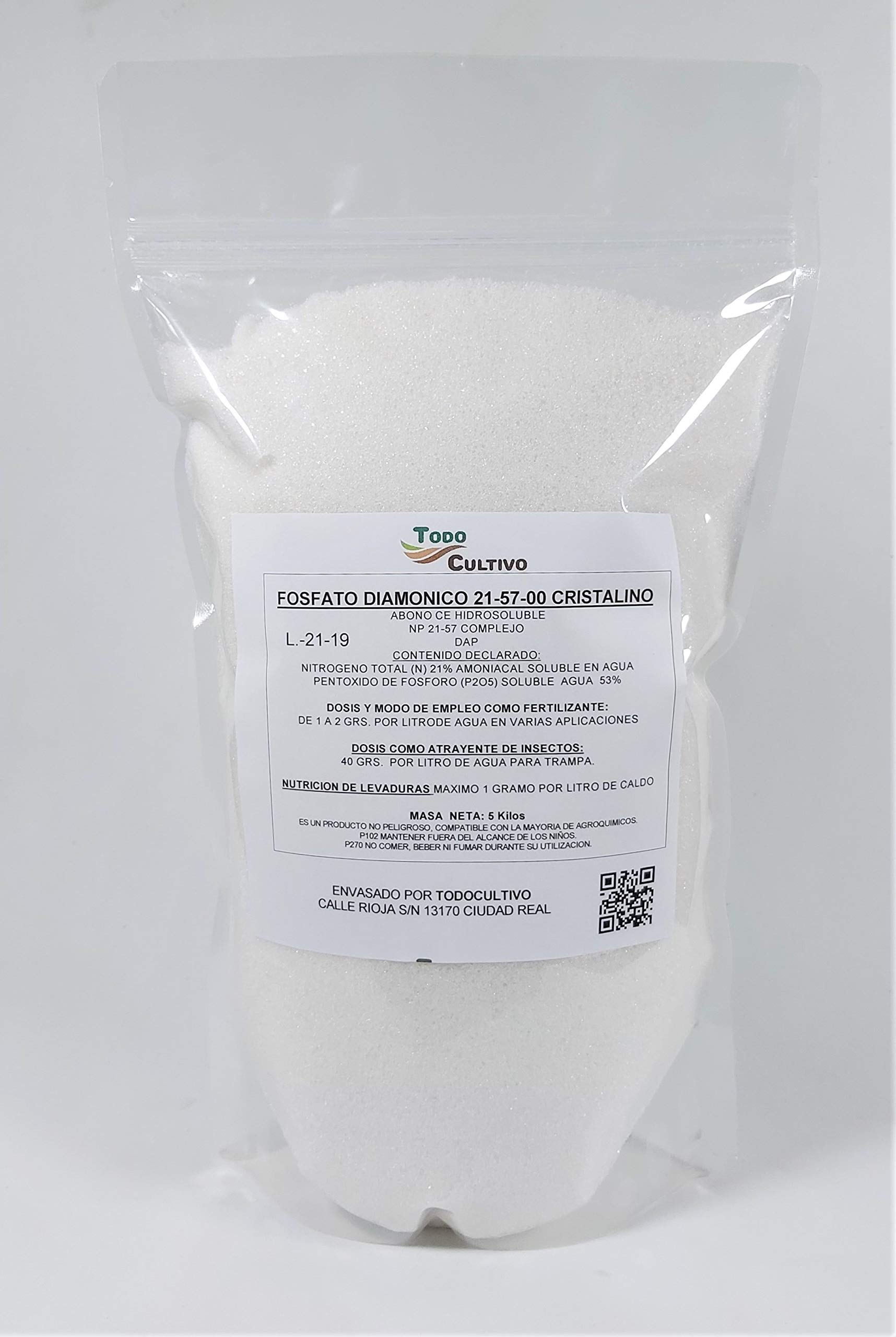 Fosfato diamónico hidrosoluble 21-57-00 5 Kilos Fertilizante nutriente para Vino y Mosto