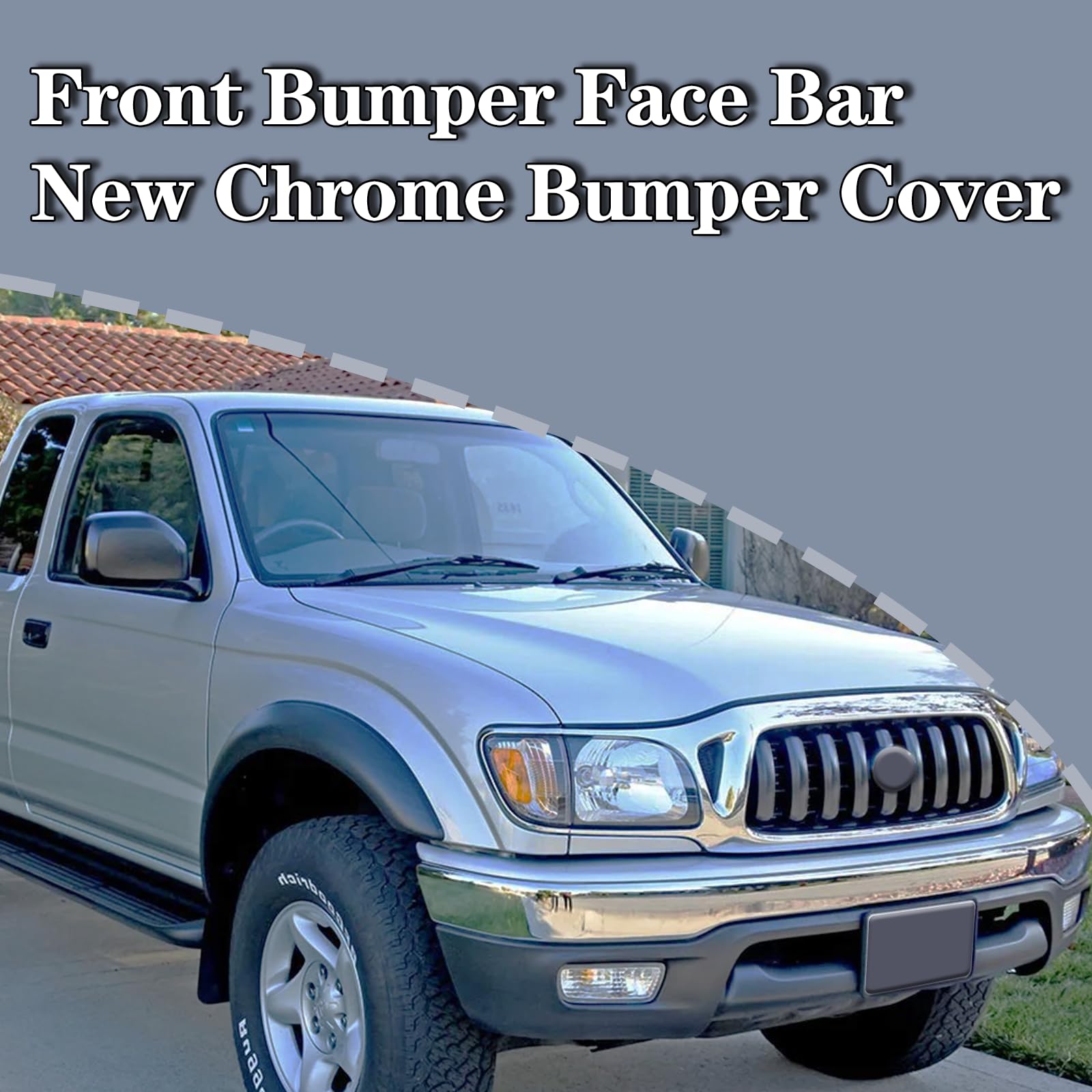 CarPartsDepot Front Bumper Face Bar New Chrome Bumper Cover Comaptible With 2001-2004 Toyota Tacoma Pickup Truck TO1002174 52101AD030