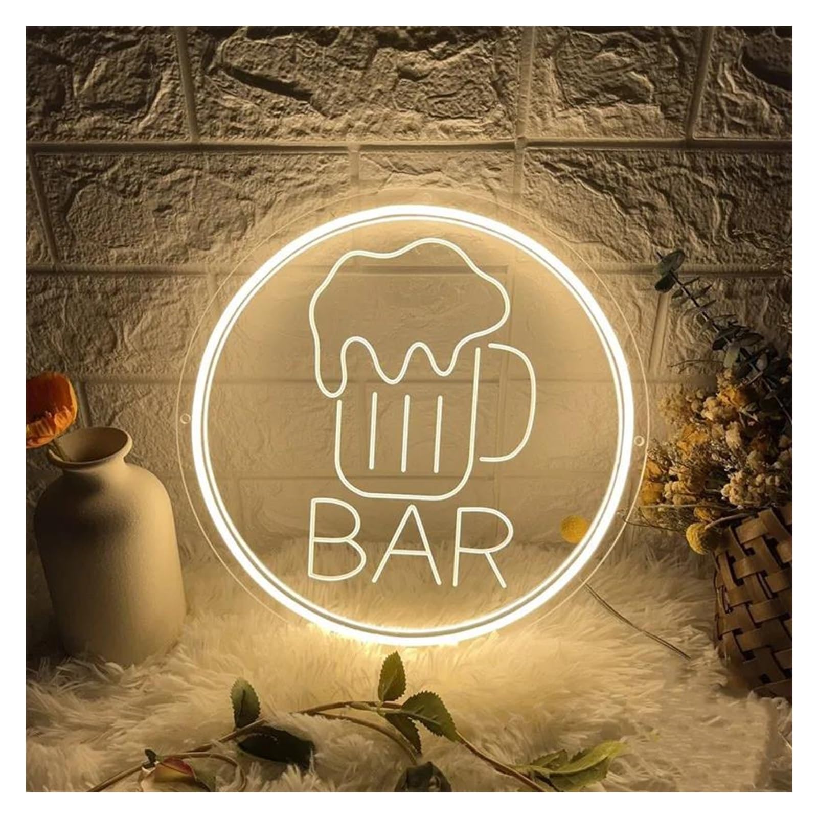 Luces de neón Letrero De Neón Para Bar De Cerveza, Luz De Neón Para Bar, Letrero De Bienvenida Con Luz USB, Decoración De Pared Para Habitación De 30cm