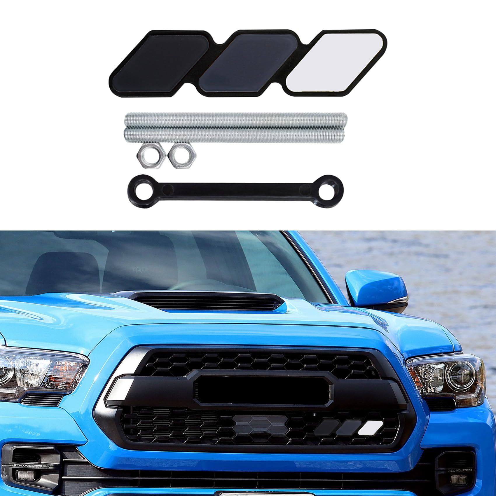 Tri-Color Grille Decor Badge, Personalized Creative Grille Insert Trims, Front Grille Decoration Compatible with 4 Runner Tacoma Tundra Highlander RAV4 Sequoia, Exterior Car Accessories