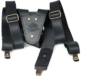 Leather suspenders for men Suspenders with metal clips Groomsmen wedding suspenders (Black)