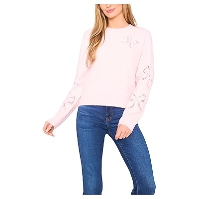 CeCe Lace Bow Crew Neck Sweater Women