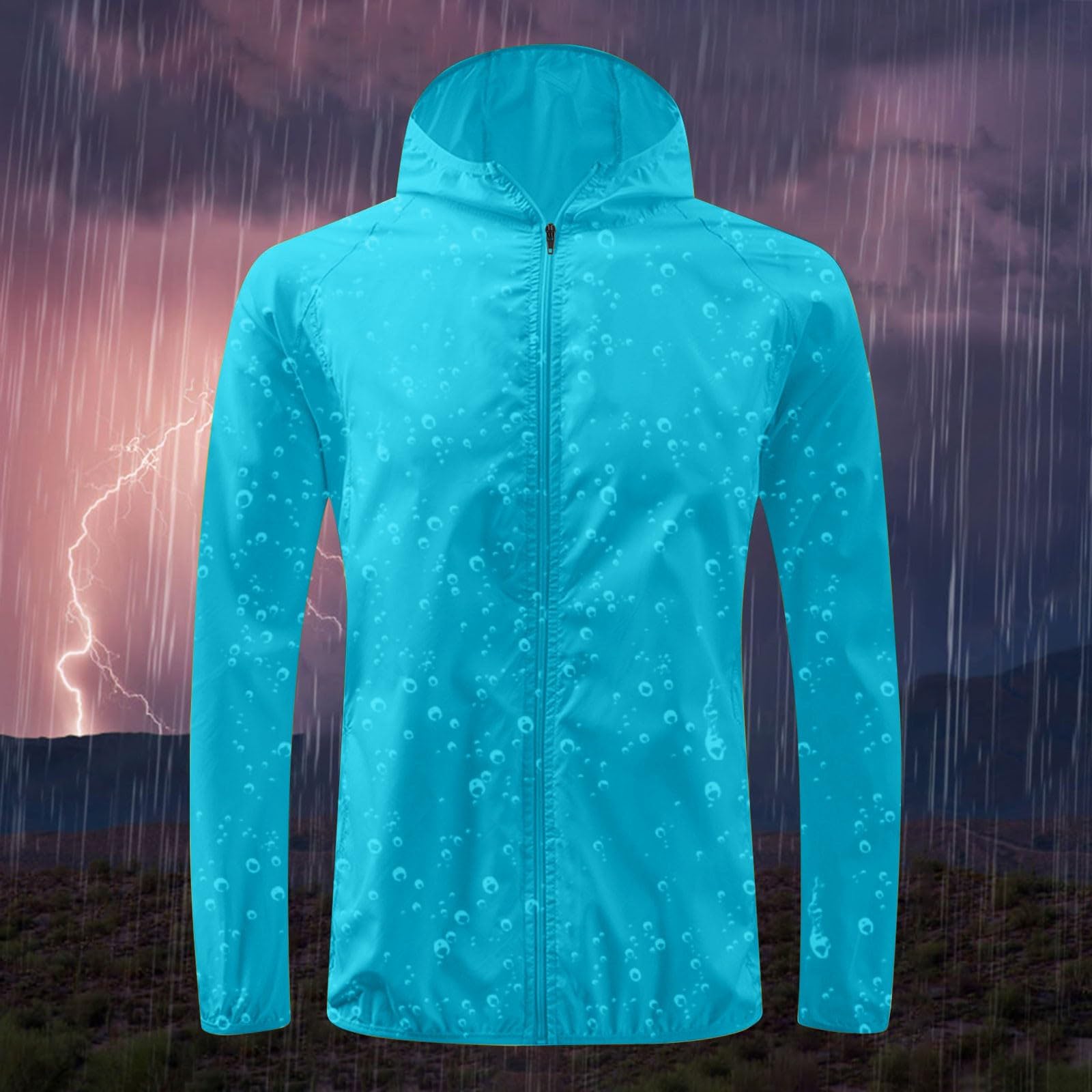 Generisch Chubasquero ligero para mujer, chaqueta de entretiempo, cortavientos, con capucha, chaqueta de ciclismo, chubasquero fino, chaqueta cortavientos, chaqueta de senderismo para exteriores