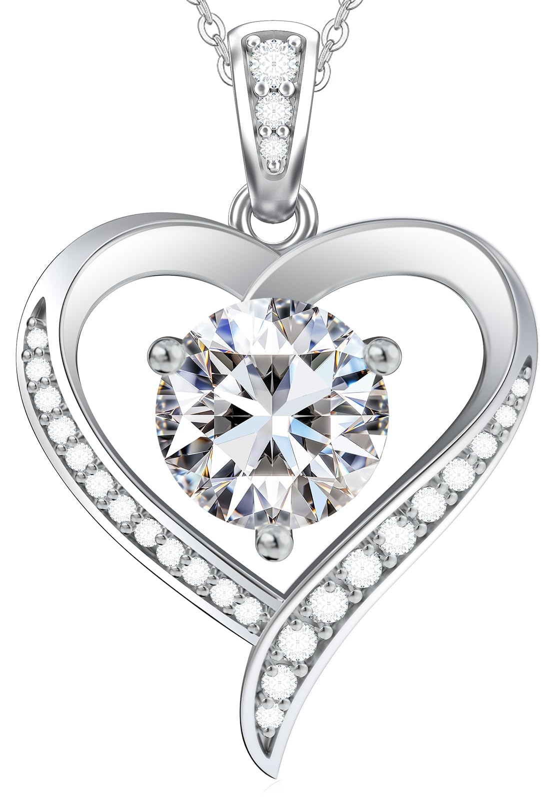 Collana Donna 925 Argento Cuore con Moissanite da 1-3 Carati – Collane Regalo con Incisione 'I Love You' per Compleanno, Matrimonio, Anniversario, Gioielli Ideali per Moglie, Fidanzata, Madre, Sorella