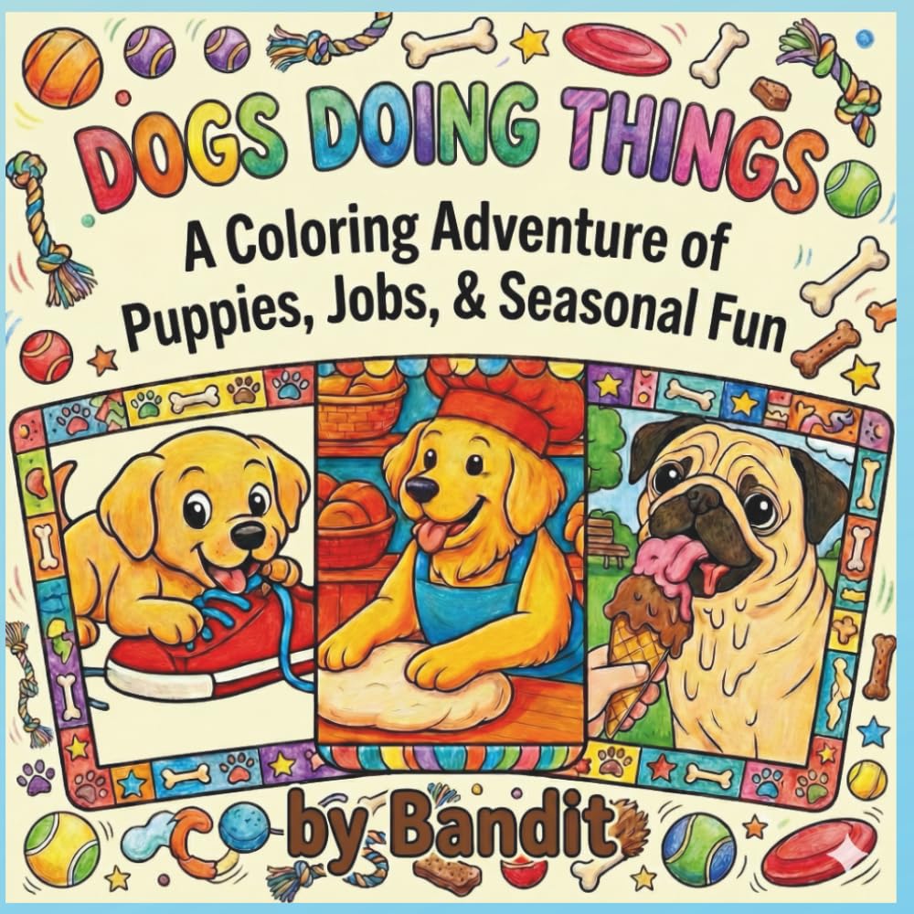 Dogs Doing Things: A Coloring Adventure of Puppies, Jobs, & Seasonal Fun