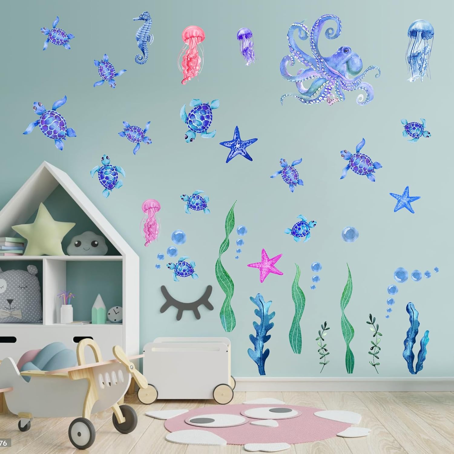 Hianjoo 50 Pcs Ocean Wall Decor, 5 Sheets Under The Sea