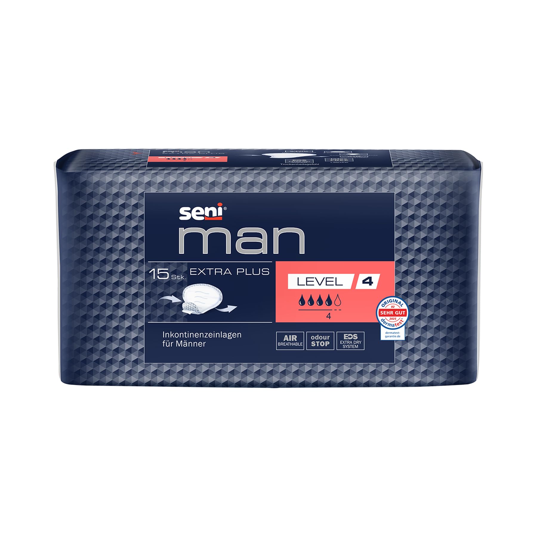 Seni - Man Extra Plus Level 4 - Protections pour homme incontinence légère à modérée - Haute absorption - Discret & anti-​odeur - Sans latex - 15 pièces