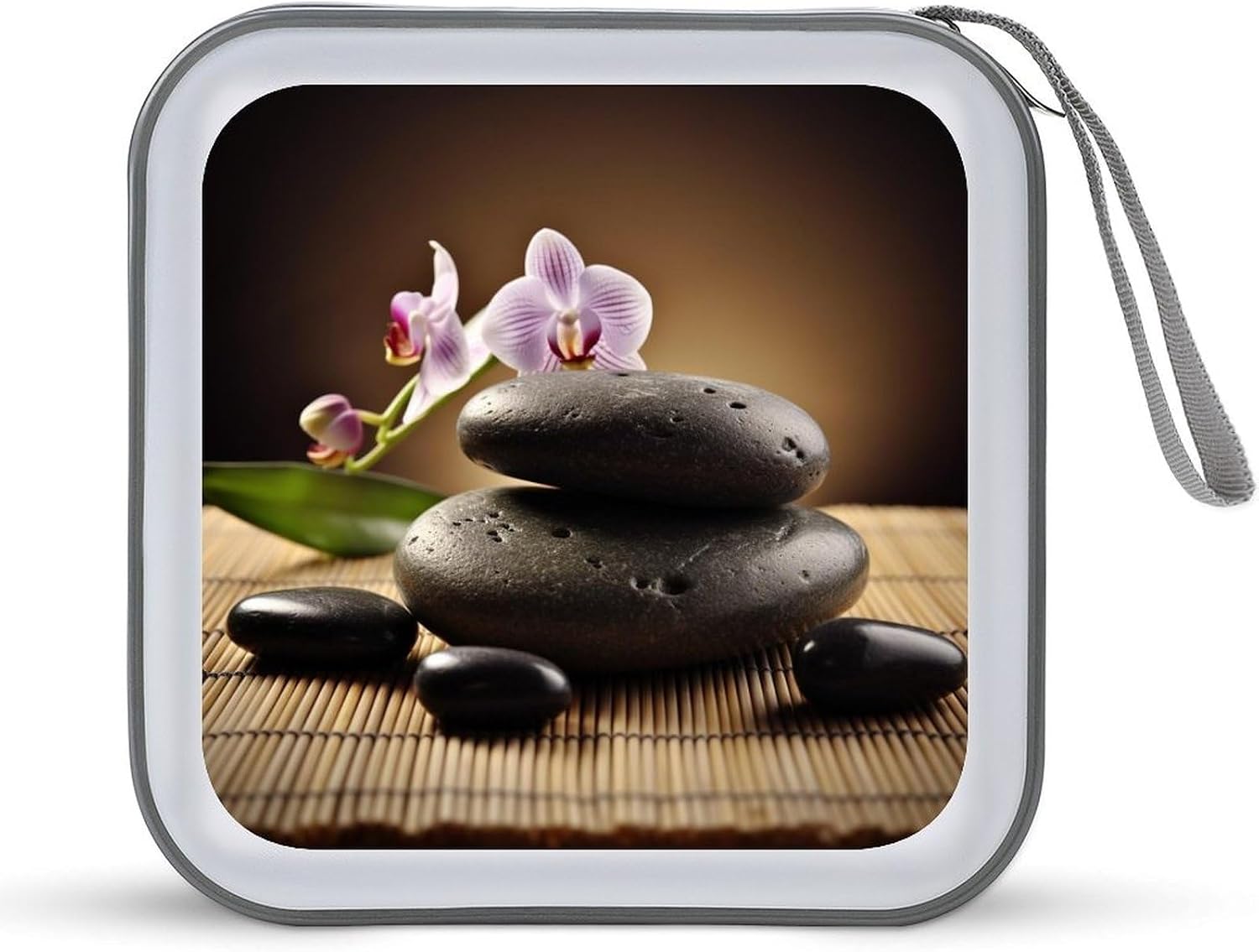40-sheet Capacity CD Case Storage Bag,Zen Stone Printed Large Capacity CD Protective Storage Organizer Portable DVD Case for Car, Home,Office,Travel