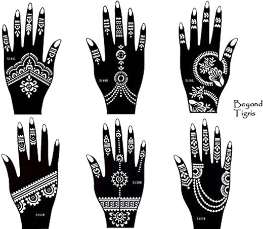 Ivana’s Heena Stencils Mehandi Sticker for Hand | Body | Fingure | Face for Women, Girls and Kids, Pack of 2 Pcs, NIV-365