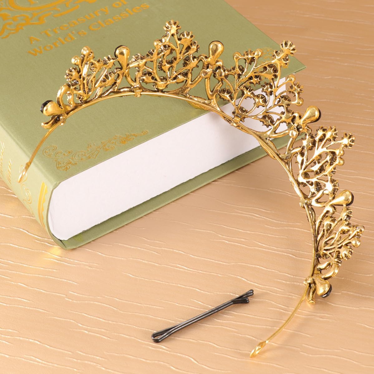 Toyvian Black Baroque Rhinestone Crown for Women, Wedding Hair Accessory