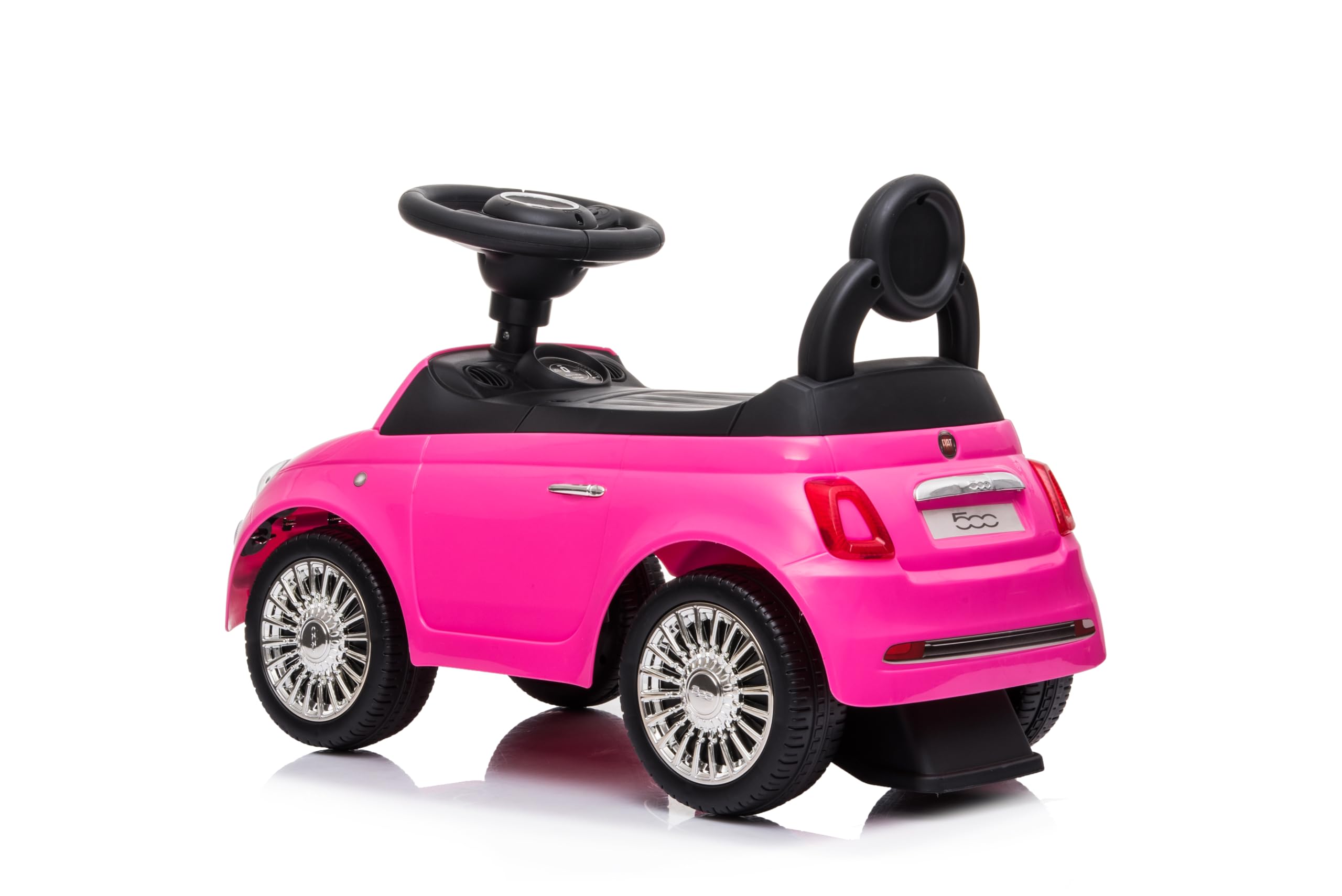 TOYSCAR Auto a Spinta Macchinina Fiat 500 Primi Passi Cavalcabile Per Bambini da 12 a 36 Mesi Con suoni e Sistema Antiribaltamento Vano Portaoggetti e Schienale per Imparare a Camminare (Rosa)