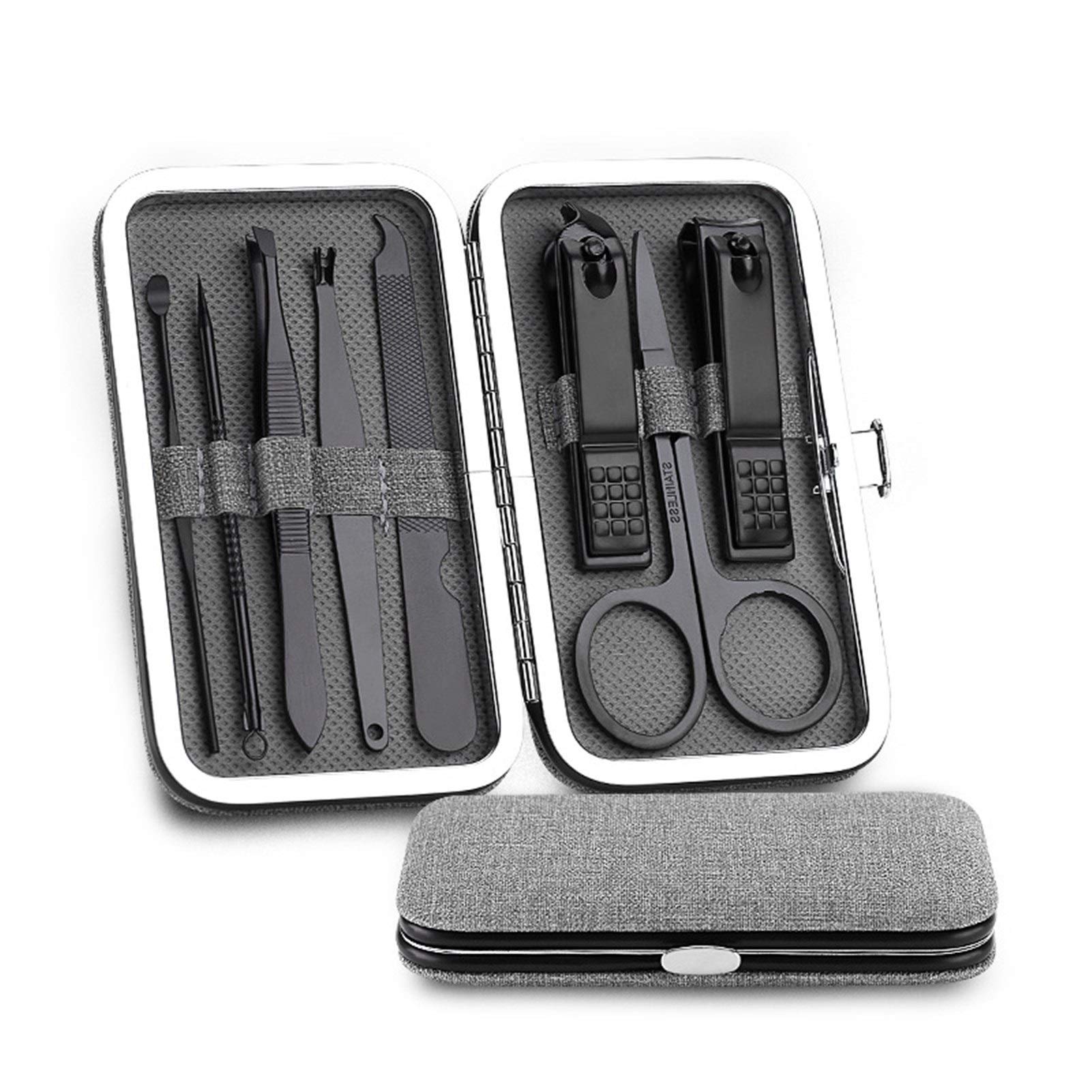 Ensemble de pédicure 8 pièces en acier inoxydable gris pour soin des ongles