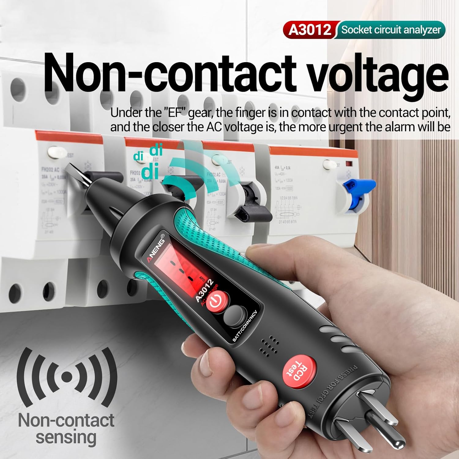 Irfora Non Contact Voltage Tester，A3012 Multifunctional Socket Circuit Analyzer AC/DC Voltage Tester Intelligent Power Polarity Detector Leakage Test s