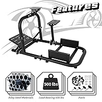 Vista 3 de Dardoo Gaming Simulator Cockpit with Alloy Steel Racing Wheel Stand Compatible with Logitech G25 G27 G29 G920 G923 Fanatec Thrustmaster T300RS