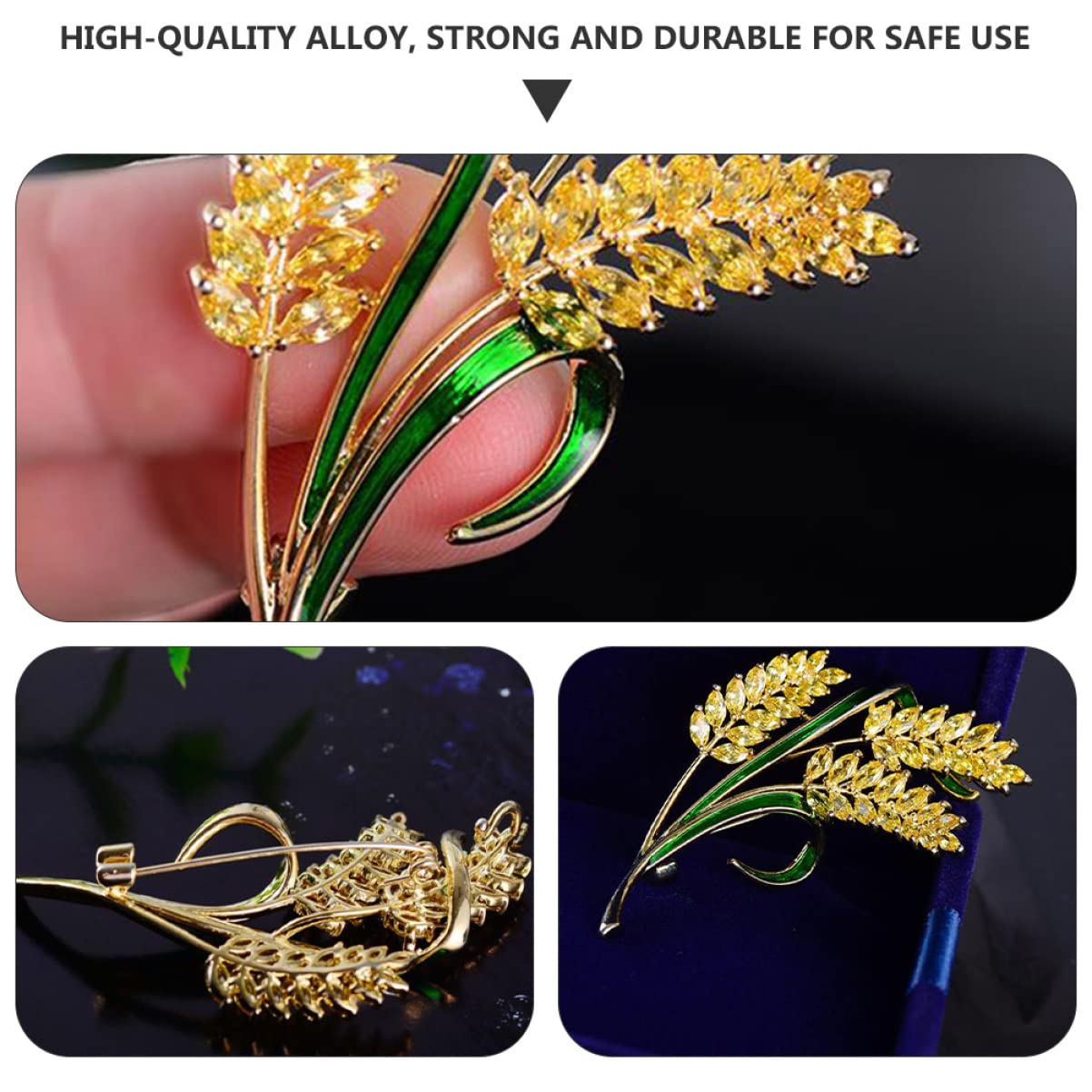 Broche De Orejas De Trigo Broche De Ropa Broche De Dama De Honor Broche De Hoja De Pedrería Broches De Oro Collar De Boda Accesorio De Ropa Alfiler Clips De Boutonniere Circón
