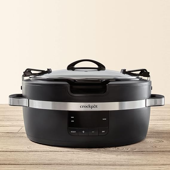 Crock-Pot Thermoshield Slow Cooker with Easy Carry Handles | 6 Quart Manual Slow Cooker, Black