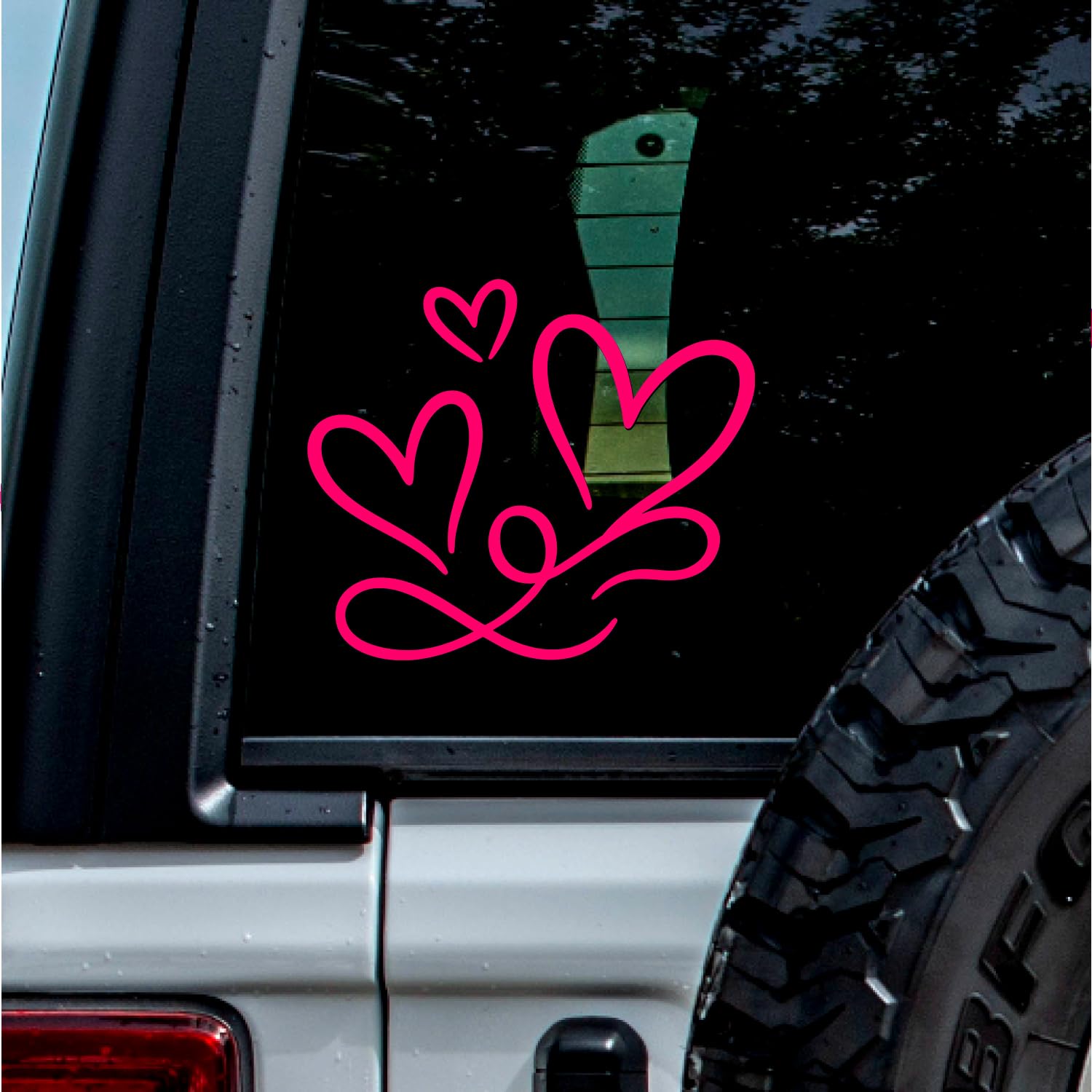 (2 Pcs Pink 12.9'' x 11.0'') - No Background - Waterproof of 3 Hearts Silhouette Sticker Decal for Laptops, Water Bottles, Cars, Trucks, Wall Ideal Gift - 925VER1K15326PI