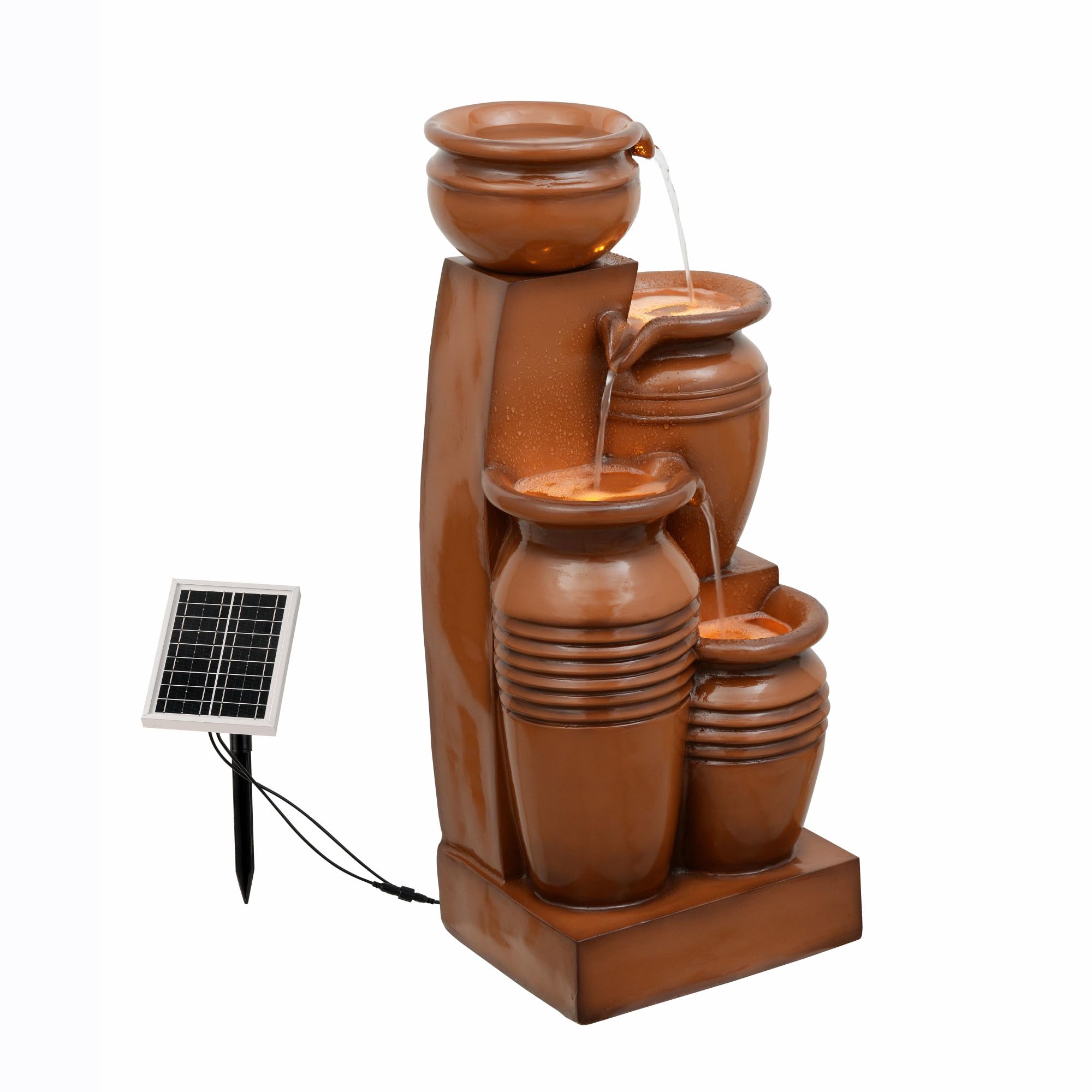 Photo 1 of **1 OF THE VASES  HAS A HOLE/ UNTESTED FOR FUNCTIONALITY*** Teamson Home 28.7" 4-Tier Cascading Bowl Solar Powered Water Fountain for Outdoor Living Spaces, Terracotta