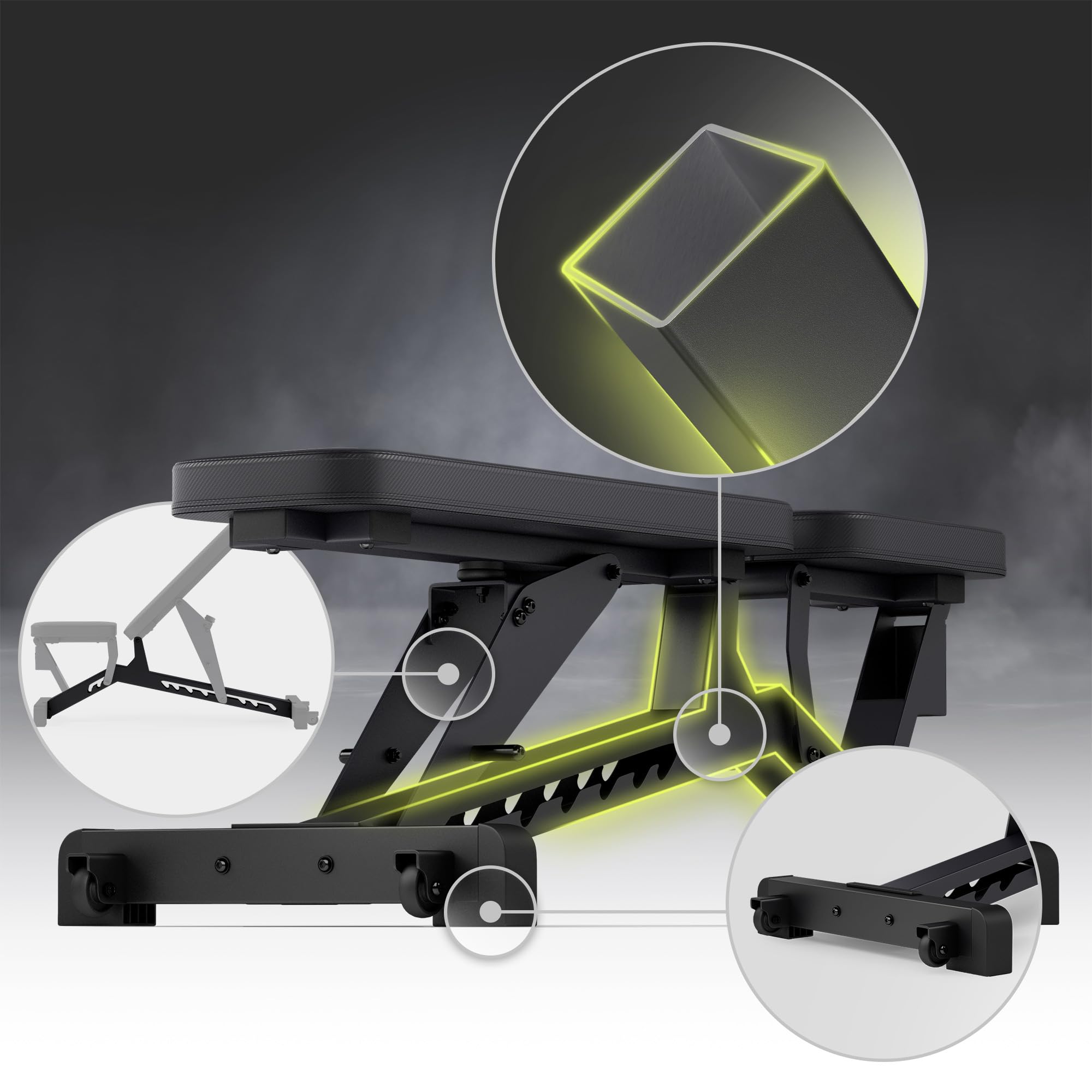 Zipro banco de entrenamiento plegable, banco de press de banca, banco de fitness, banco multifuncional para abdominales, equipo de fitness, banco plano, banco de pesas, estación de fuerza