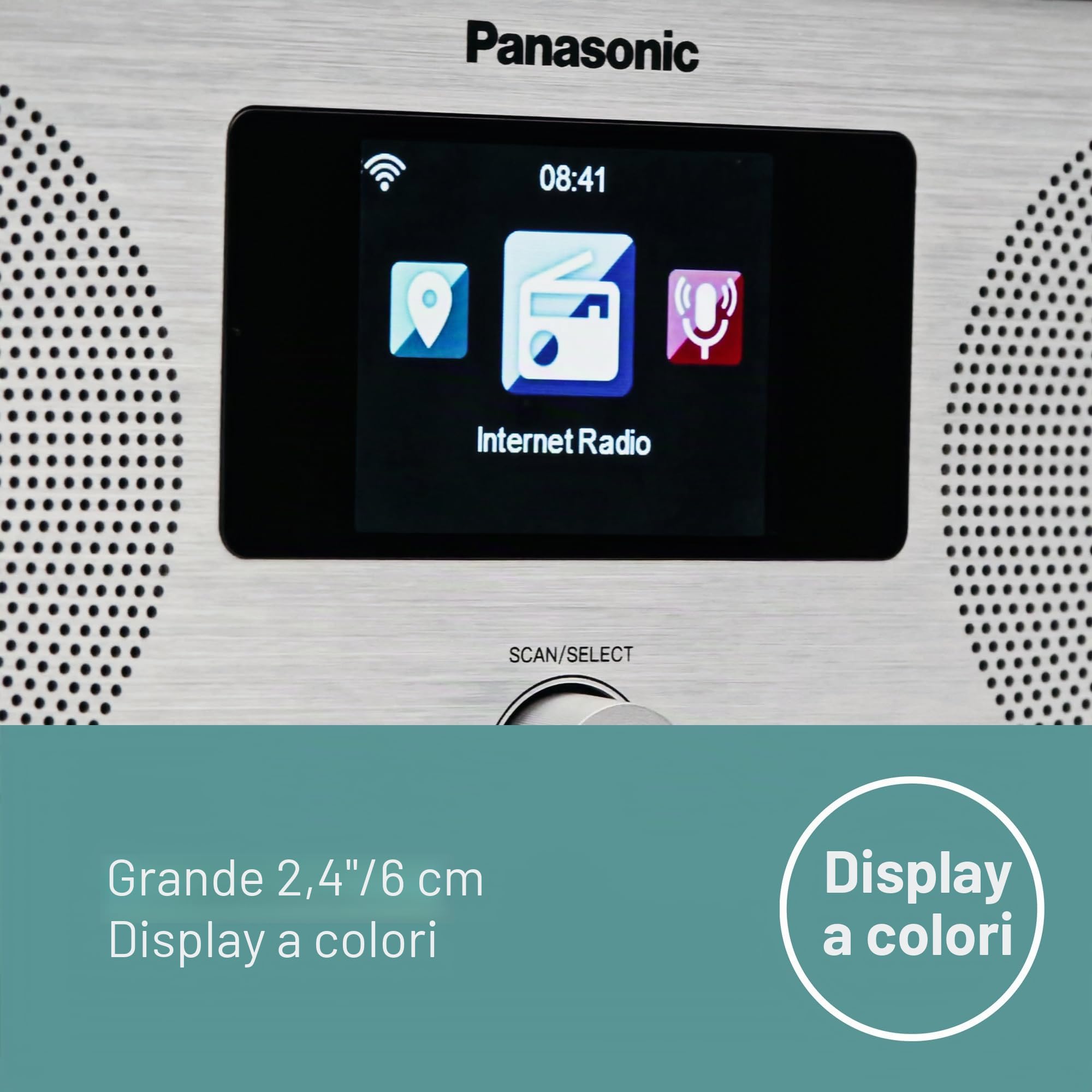 Panasonic RF-D40EG-K Radio Internet e DAB+/FM con Bluetooth, 6W, Altoparlanti da 7,5 cm, LCD a Colori TFT da 2,4", Sveglia e Sleep Timer, Telecomando, USB, Wi-Fi, Nero