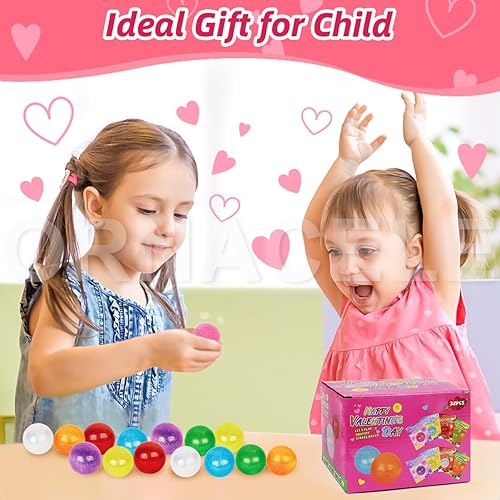 Miniatura 6 de ORNACELE Paquete de 32 tarjetas de felicitación para el día de San Valentín con bola antiestrés, tarjetas de intercambio de San Valentín para niñas
