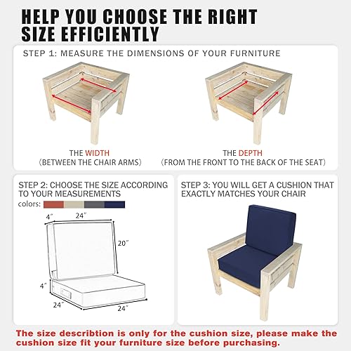 Miniatura 3 de Favoyard Juego de cojines de asiento profundo para patio, 24 x 24 pulgadas, impermeables, para muebles de patio, con funda extraíble y resistente a