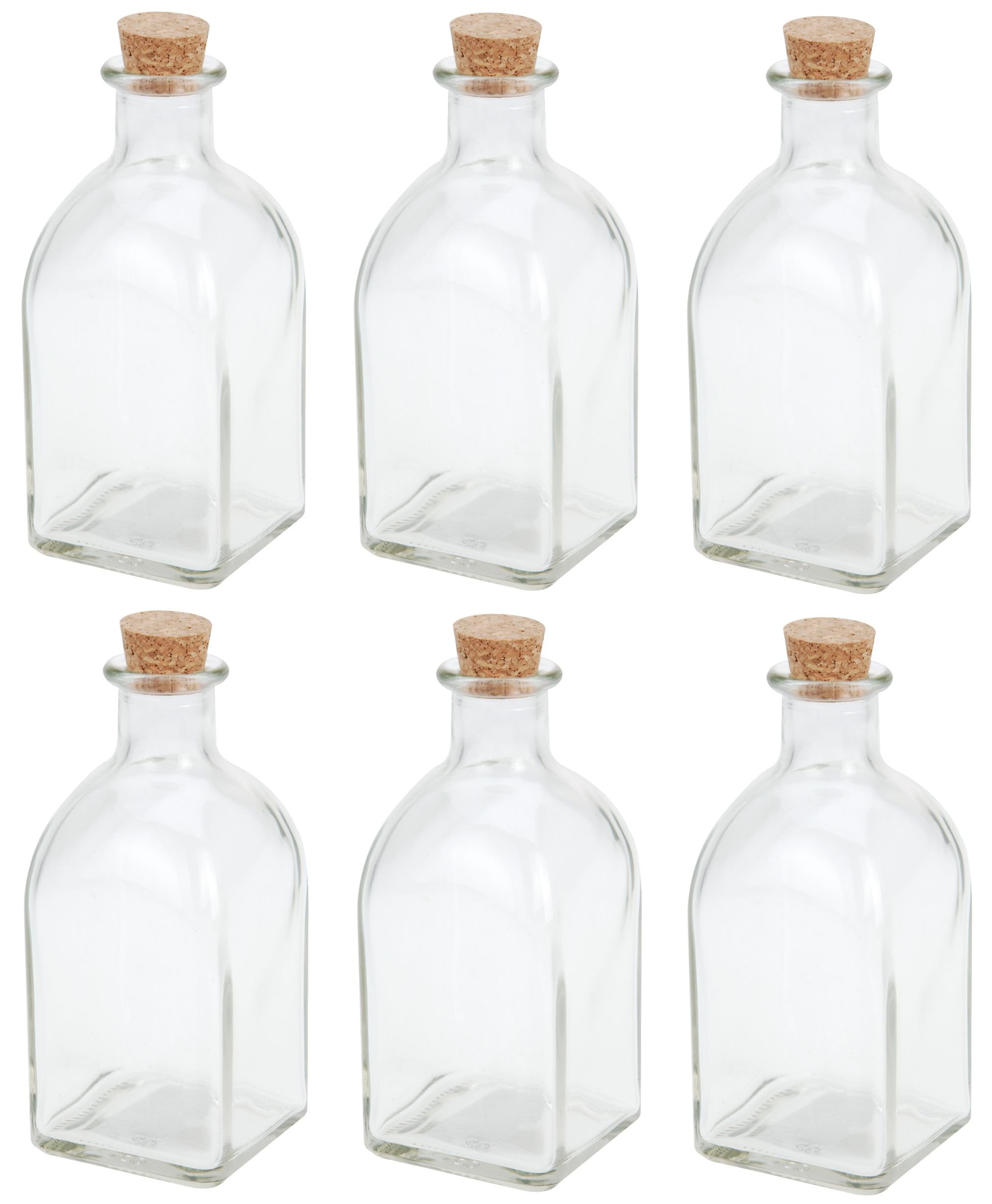 250ml Glass Homemade Liqueur Preserve Cordial Brandy Sloe Gin Bottle with Cork Stopper (Set of 6)